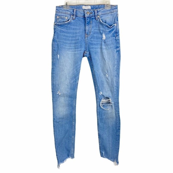 Zara Collection Distressed Blue Jeans Sz 2 - Picture 1 of 6